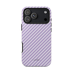Lilac & Cream Striped Diagonal Phone Case by etchd, view 59