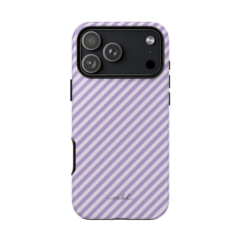 Lilac & Cream Striped Diagonal Phone Case by etchd, view 59