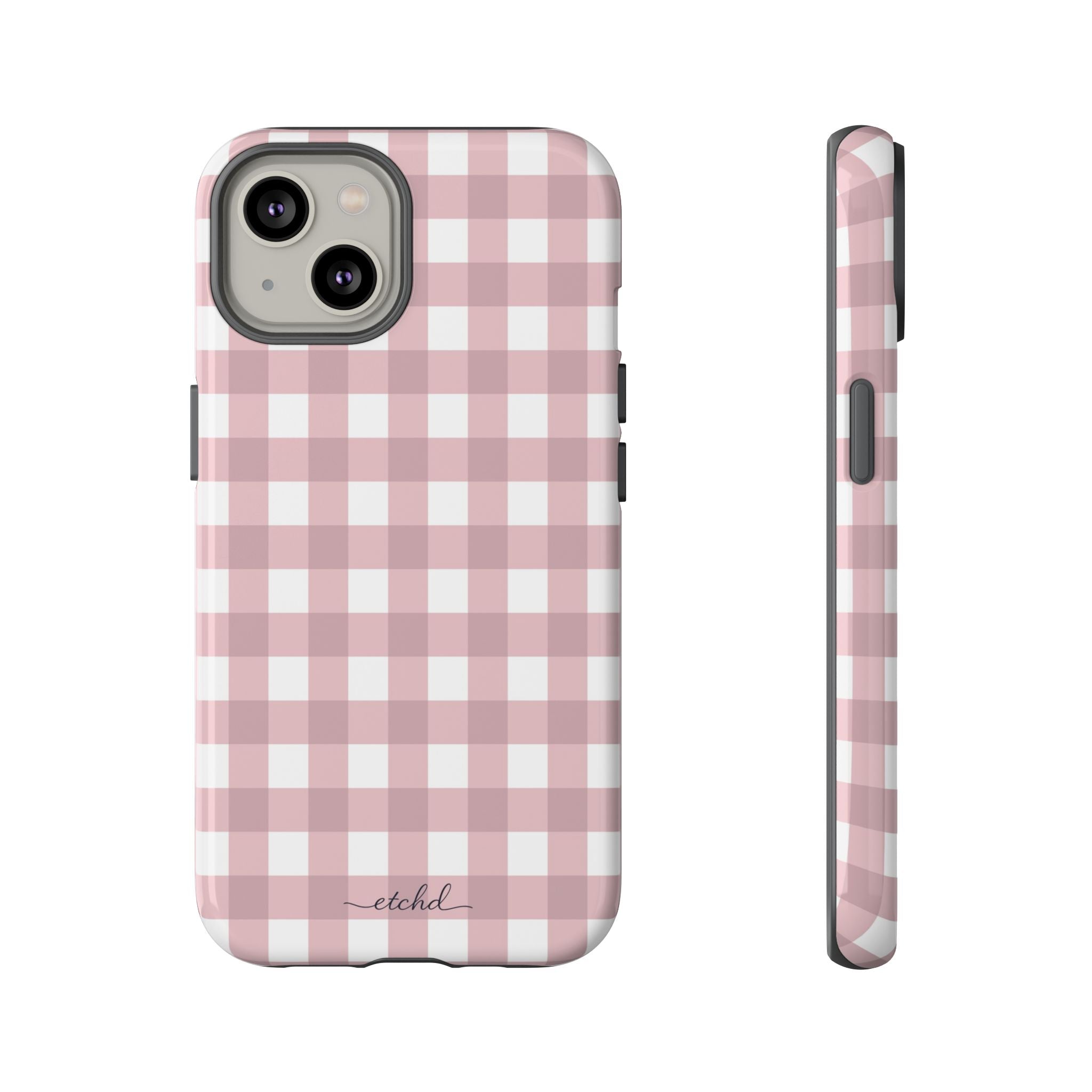 Pink & White Gingham Phone Case by etchd, view 2