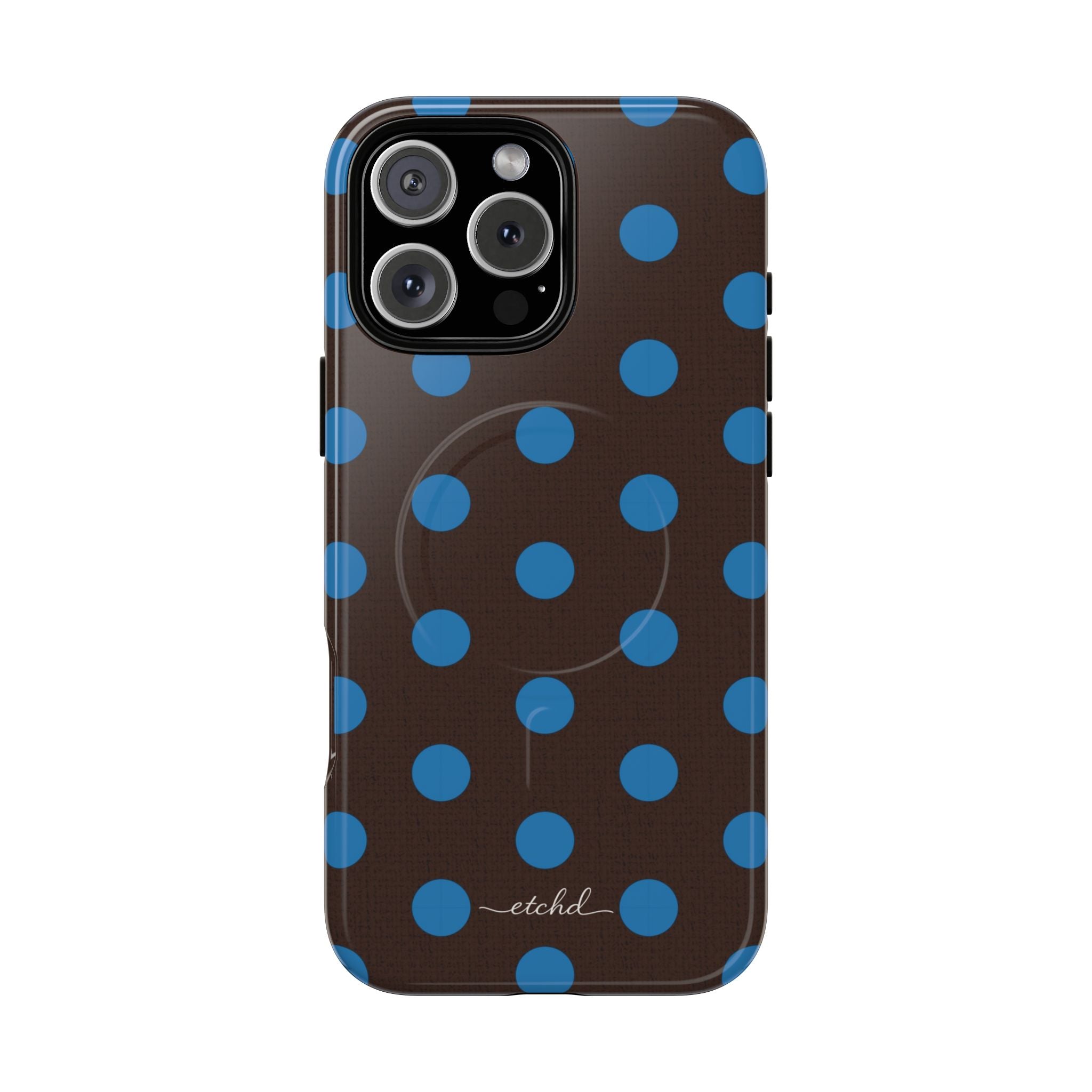 Cerulean And Espresso Polka Dot Coque téléphone magnétique par etchd