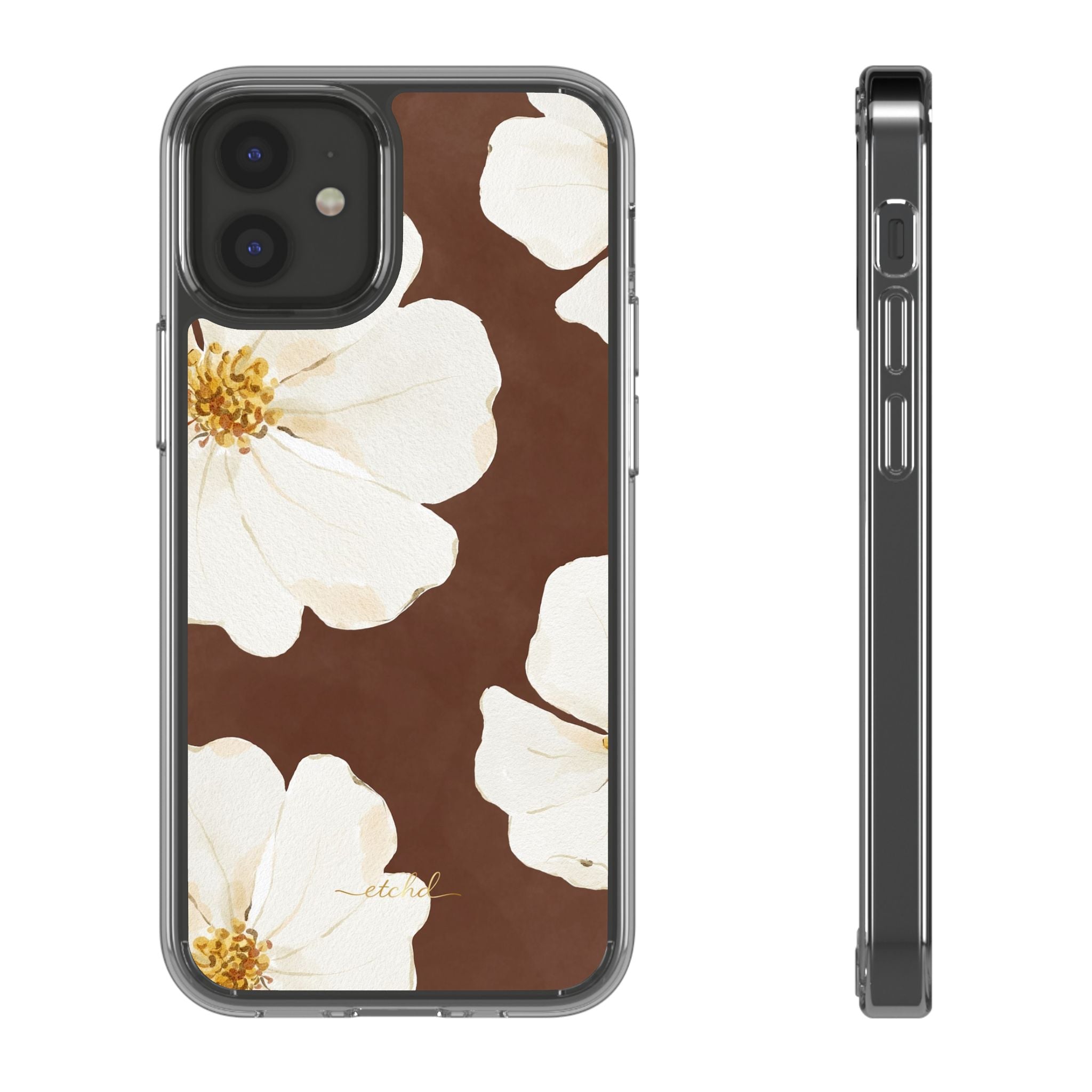 Mocha Blossom Clear Phone Case by etchd, view 2