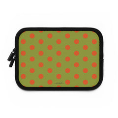 Persimmon And Wasabi Polka Dot Laptop Sleeve by etchd, view 2