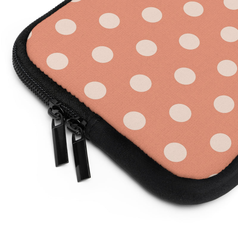 Cream & Coral Polka Dot Laptop Sleeve by etchd, view 12