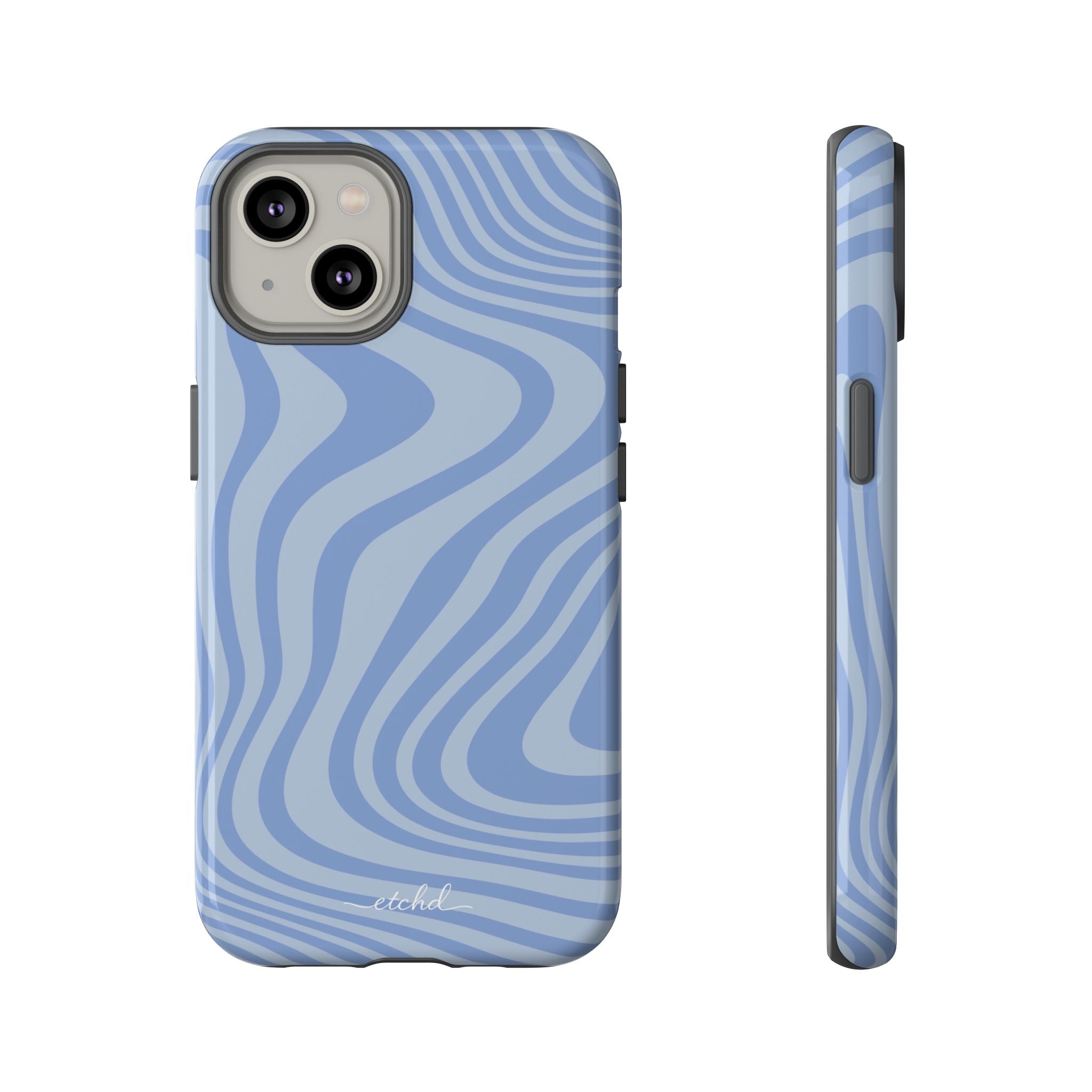 Blue Curved Lines Phone Case by etchd, view 2
