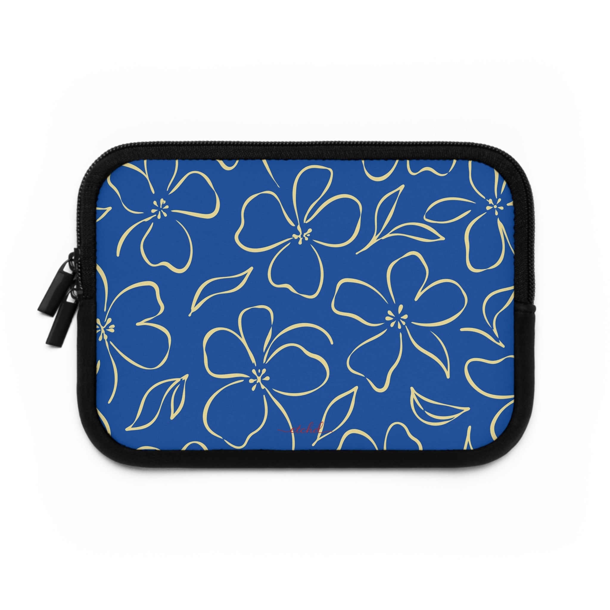 Cobalt & Butter Floral Laptop Sleeve by etchd, view 2