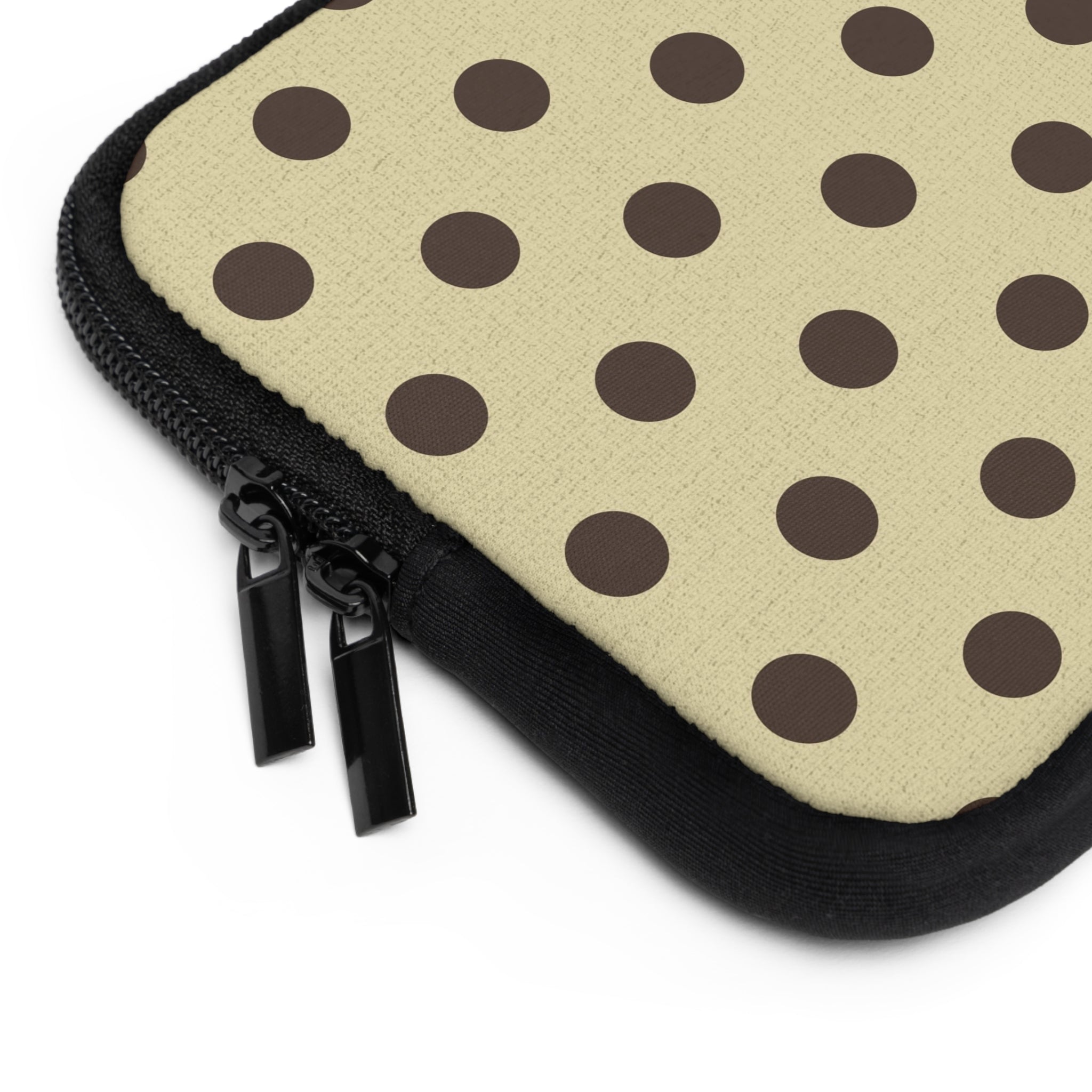 Butter Yellow And Brown Polka Dot Laptop Sleeve by etchd, view 12