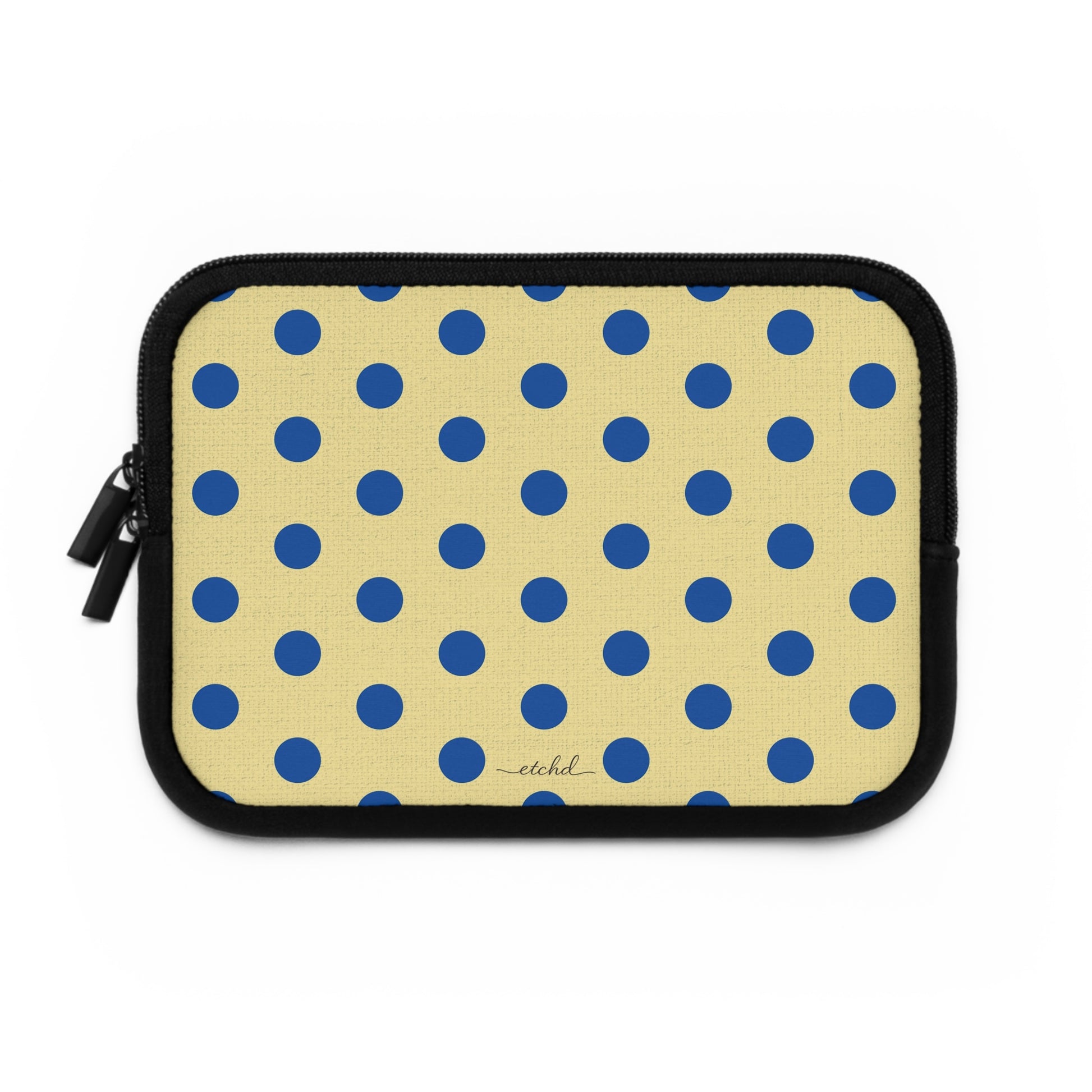 Cobalt And Butter Polka Dot Laptop Sleeve by etchd, view 2