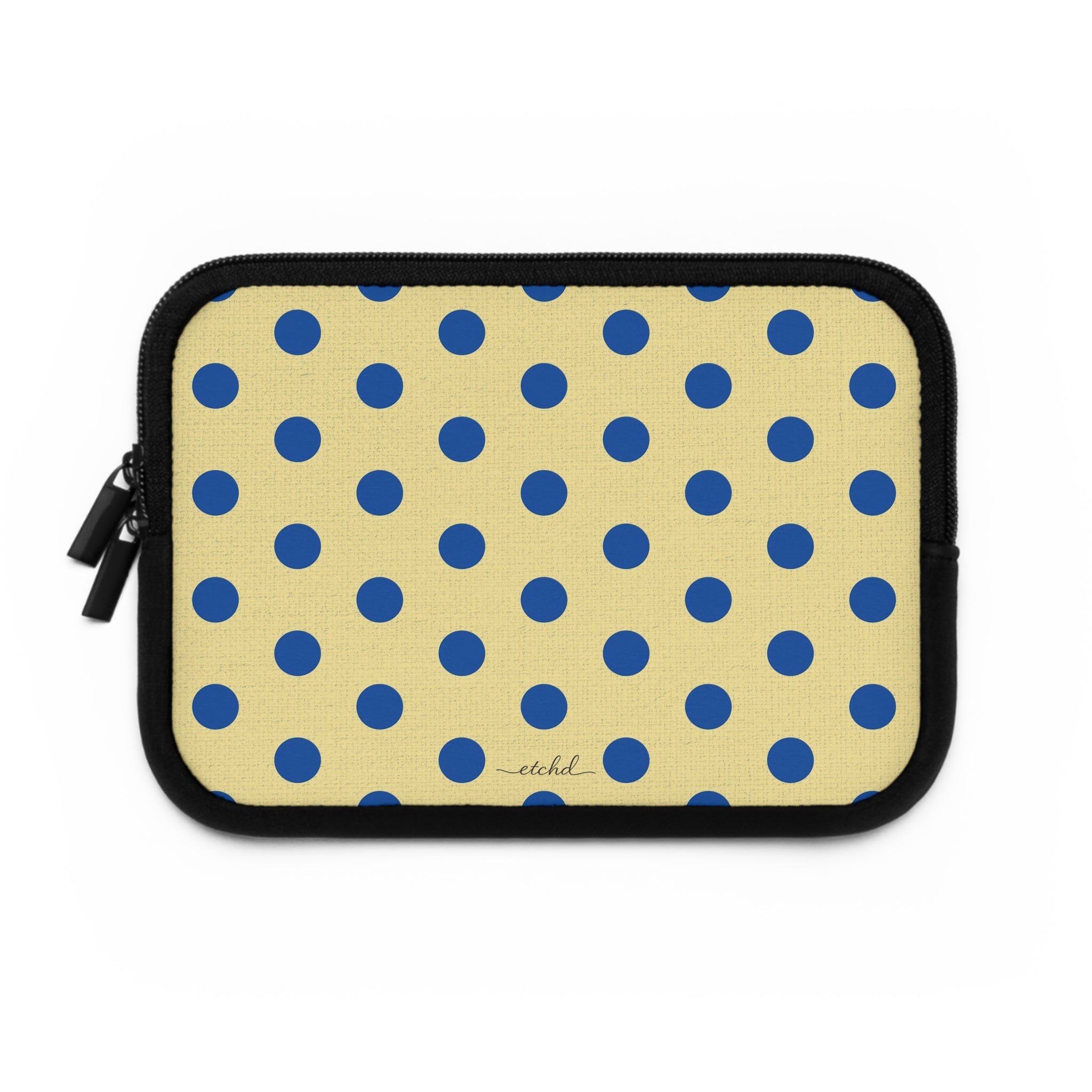 Cobalt And Butter Polka Dot Laptop Sleeve by etchd, view 2