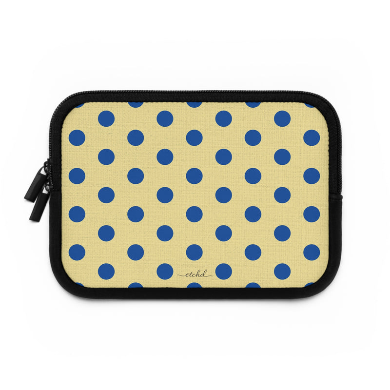 Cobalt And Butter Polka Dot Laptop Sleeve by etchd, view 2