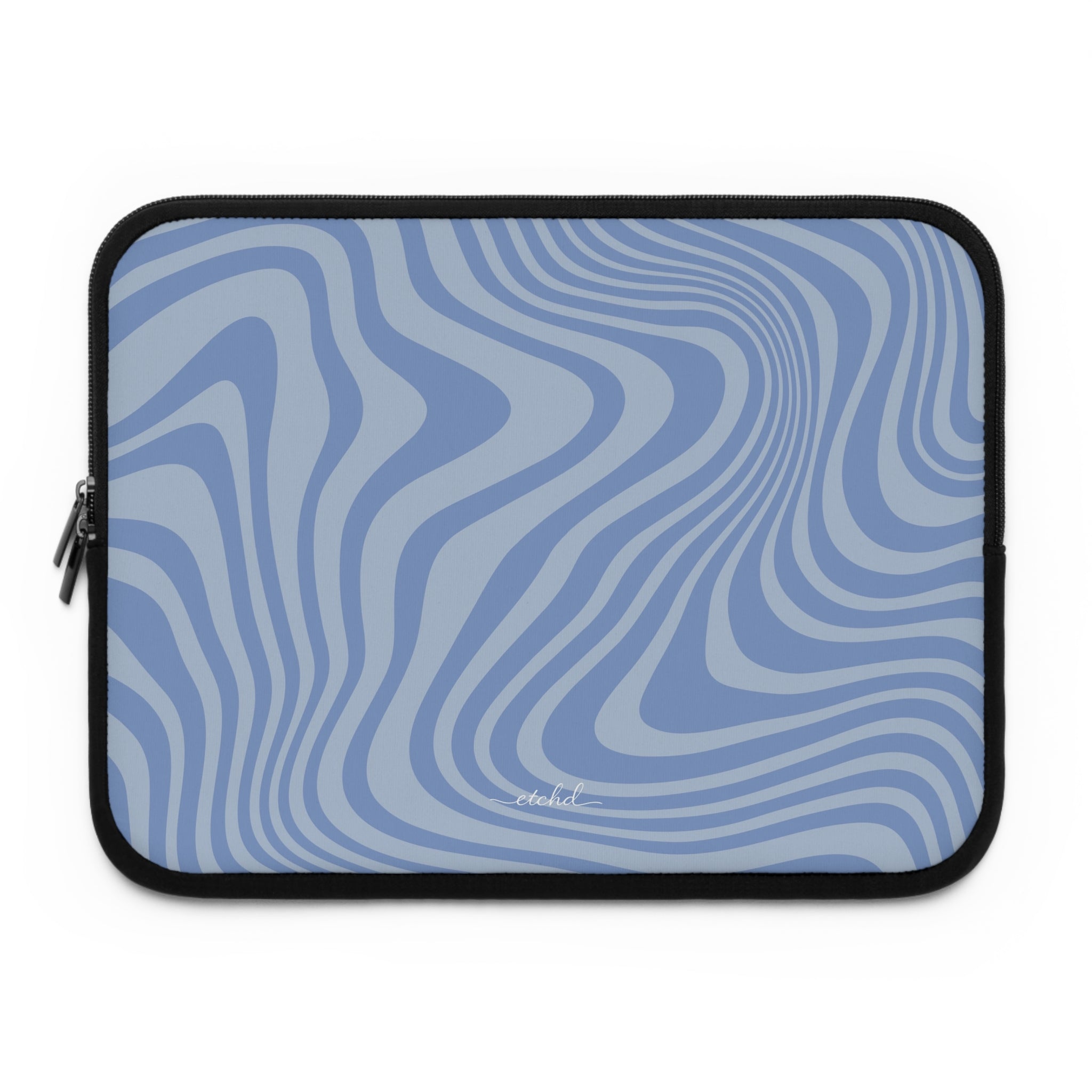 Blue Curved Lines Laptop Sleeve by etchd