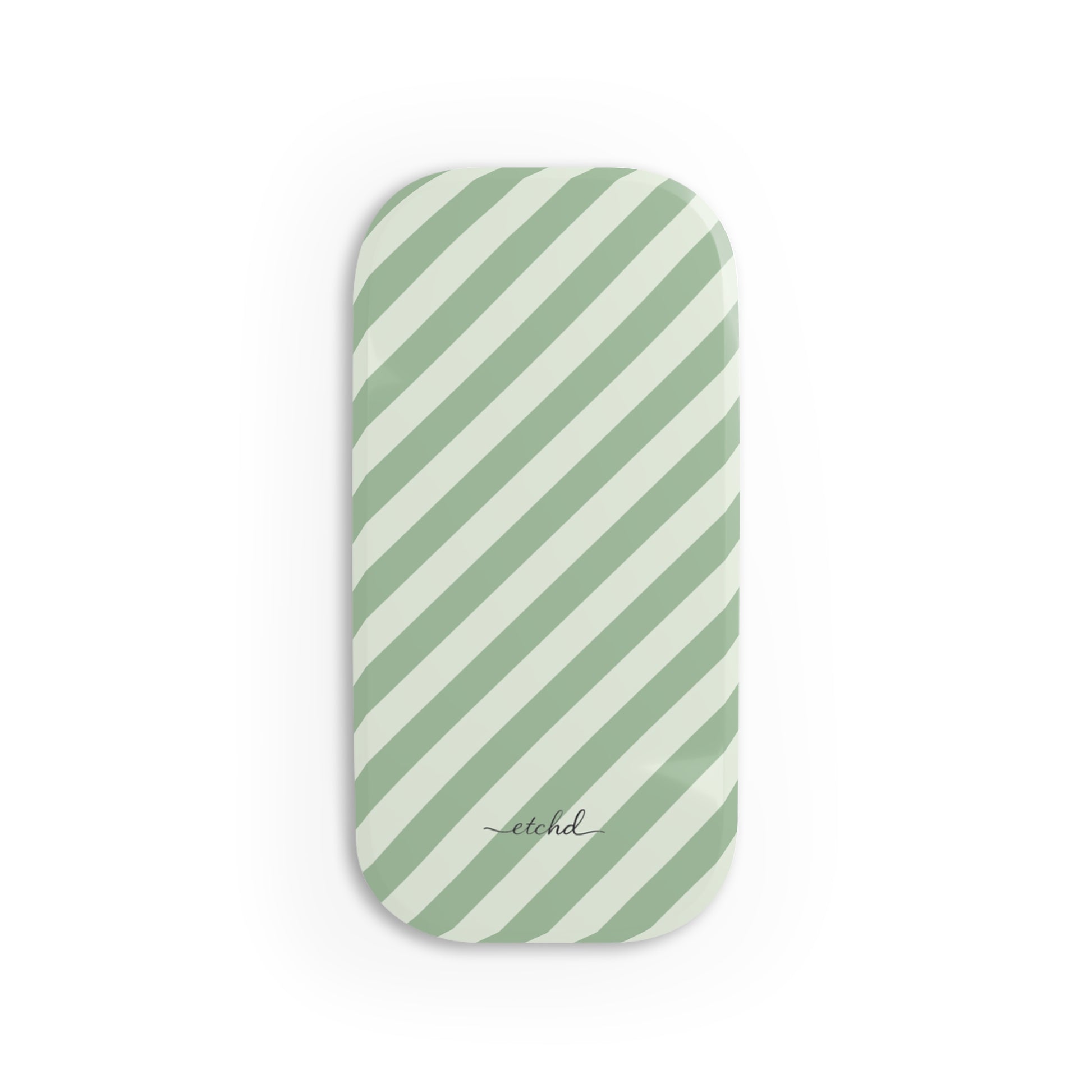 Sage & Cream Striped Diagonal Click-On Phone Grip by etchd