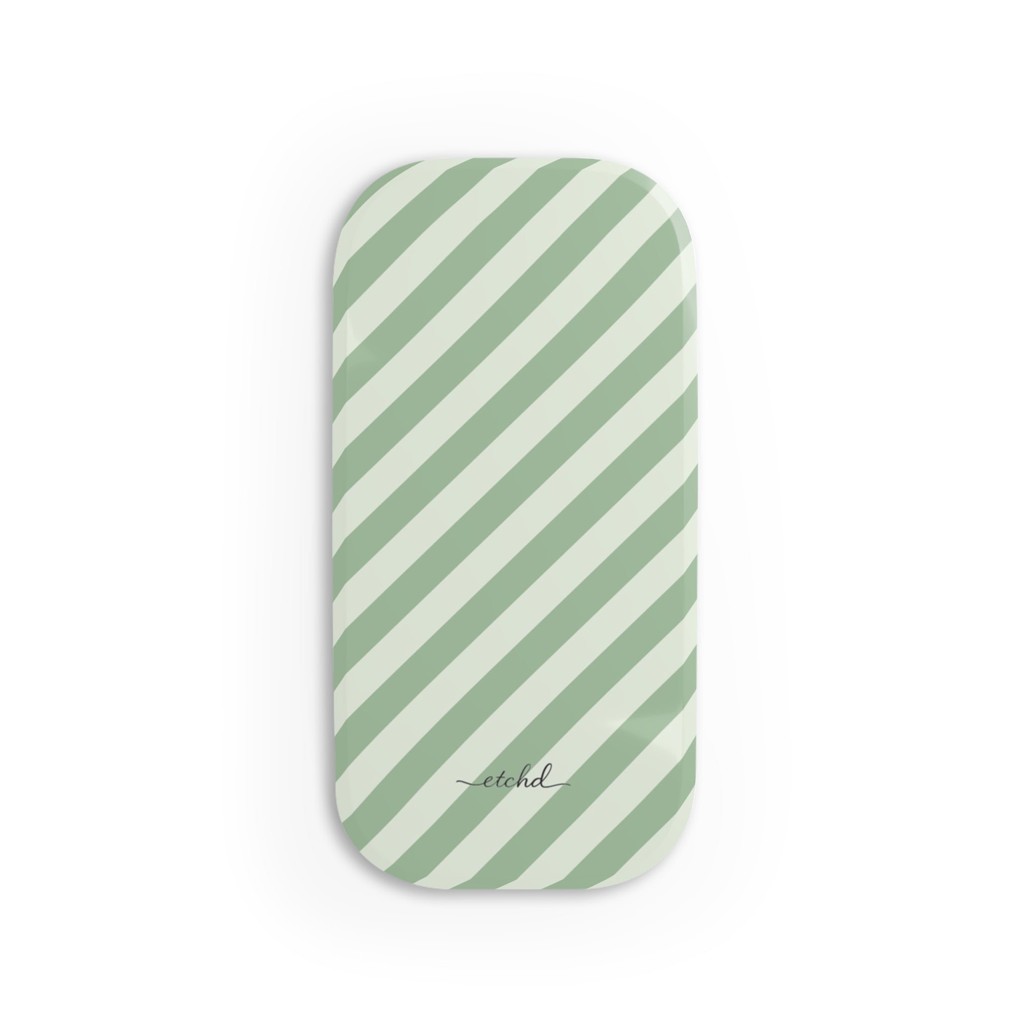 Sage & Cream Striped Diagonal Click-On Phone Grip by etchd