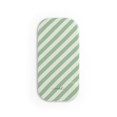 Sage & Cream Striped Diagonal Click-On Phone Grip by etchd