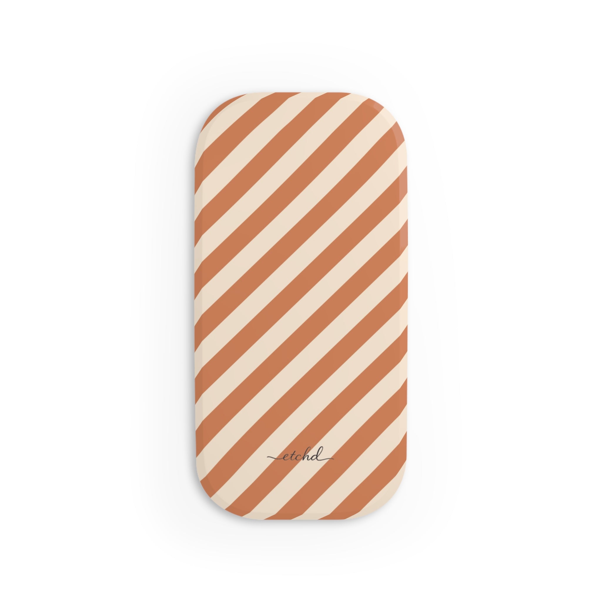 Terracotta & Cream Striped Diagonal Click-On Phone Grip by etchd, view 2