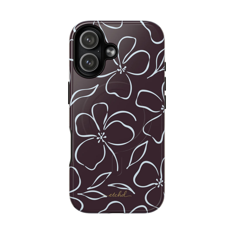 Plum & Blue Floral Magnetic Phone Case by etchd, view 25