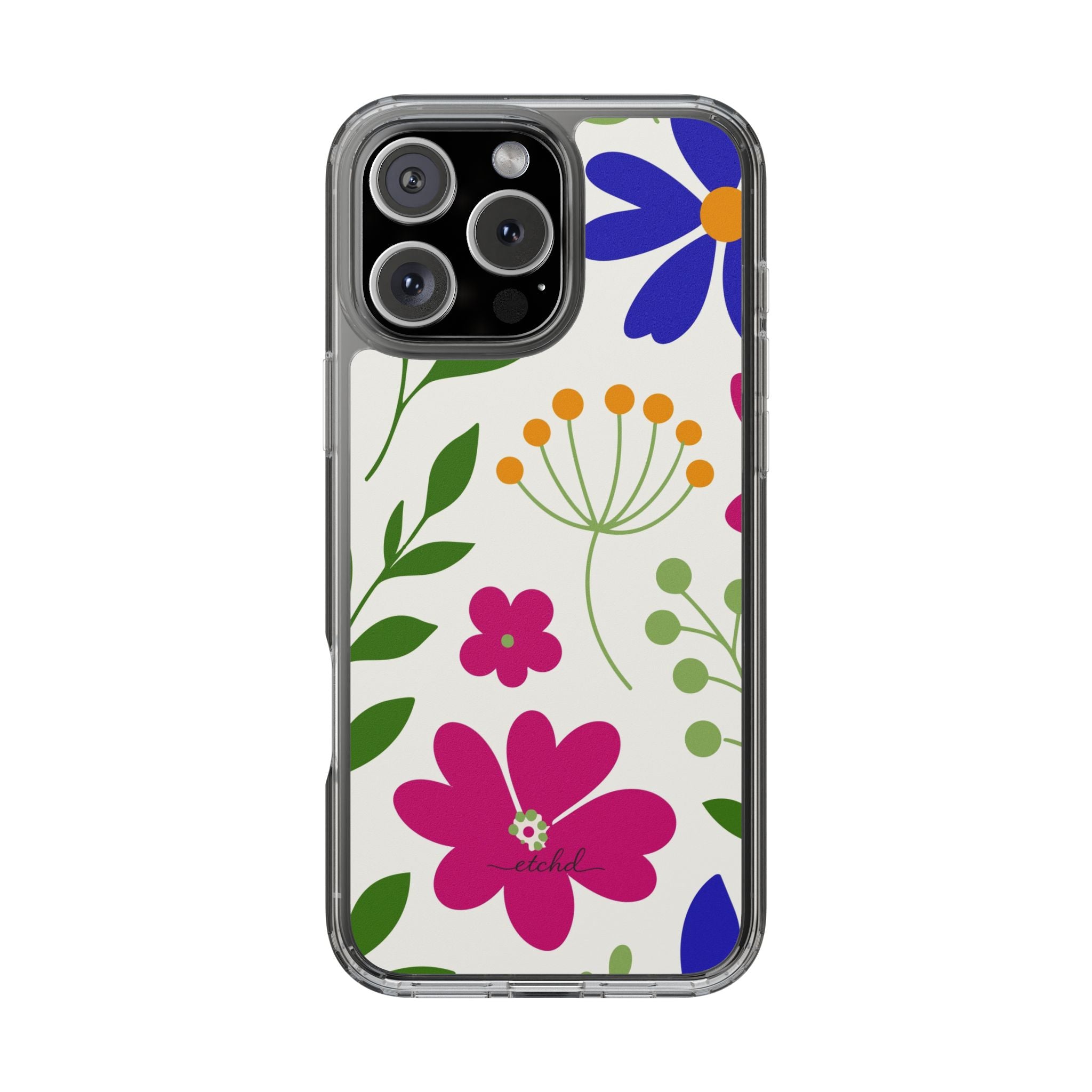 Funky Floral Clear Phone Case by etchd