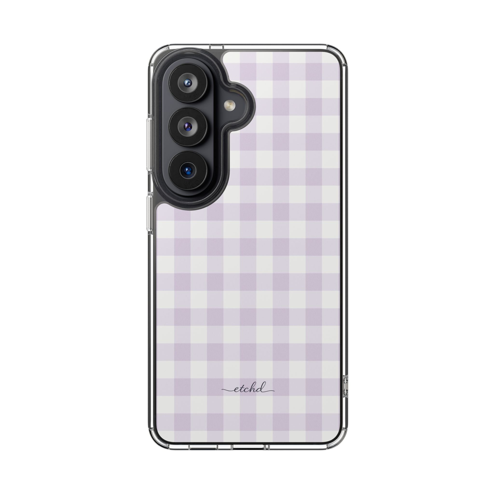 Lilac Gingham Clear Phone Case by etchd, view 23