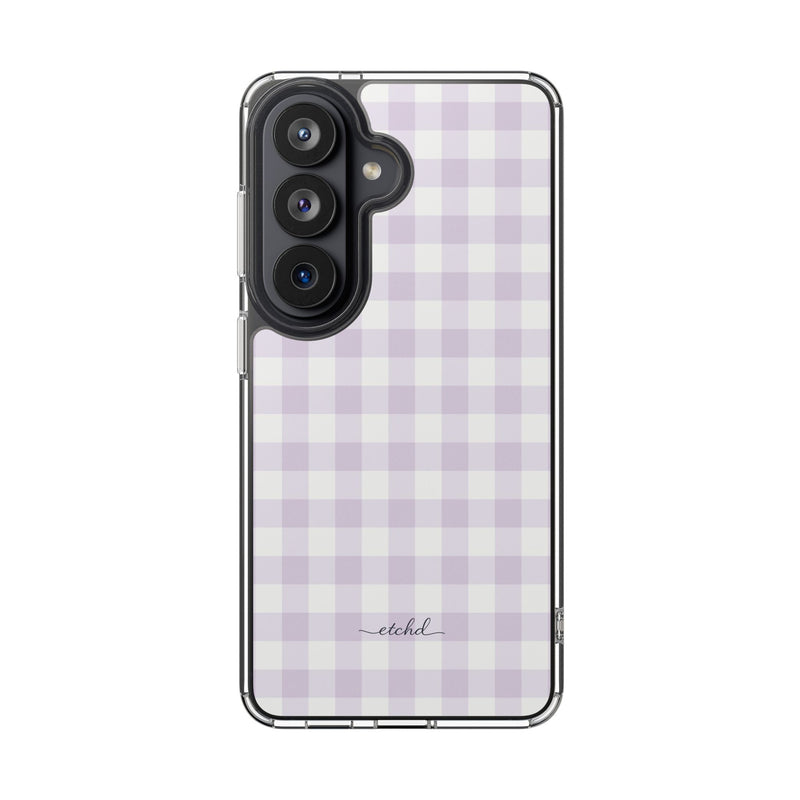 Lilac Gingham Transparente Handyhülle-zoom-