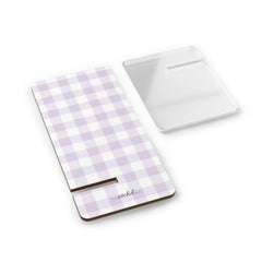 Lilac Gingham Phone Stand by etchd, view 2