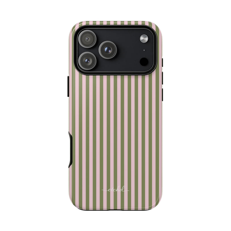 Green & Pink Striped Phone Case by etchd, view 59