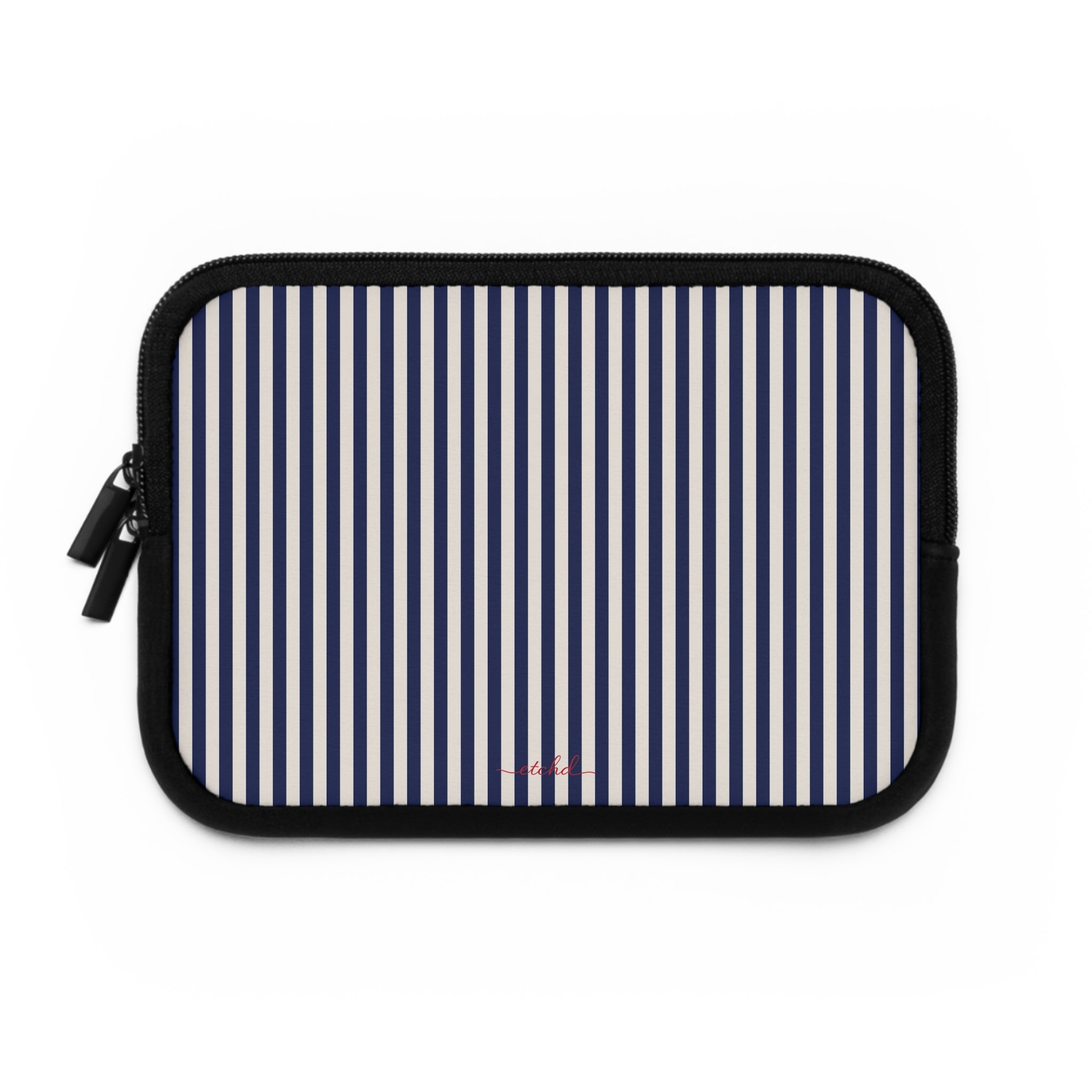Navy & Cream Striped Laptop Sleeve by etchd, view 2