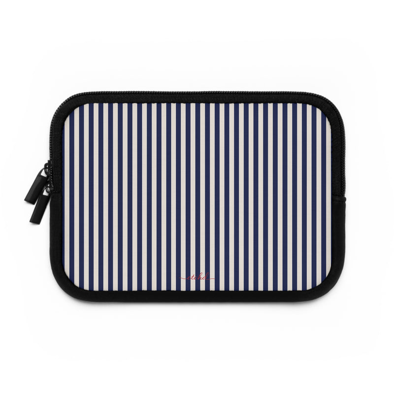 Navy & Cream Striped Laptop Sleeve by etchd, view 2