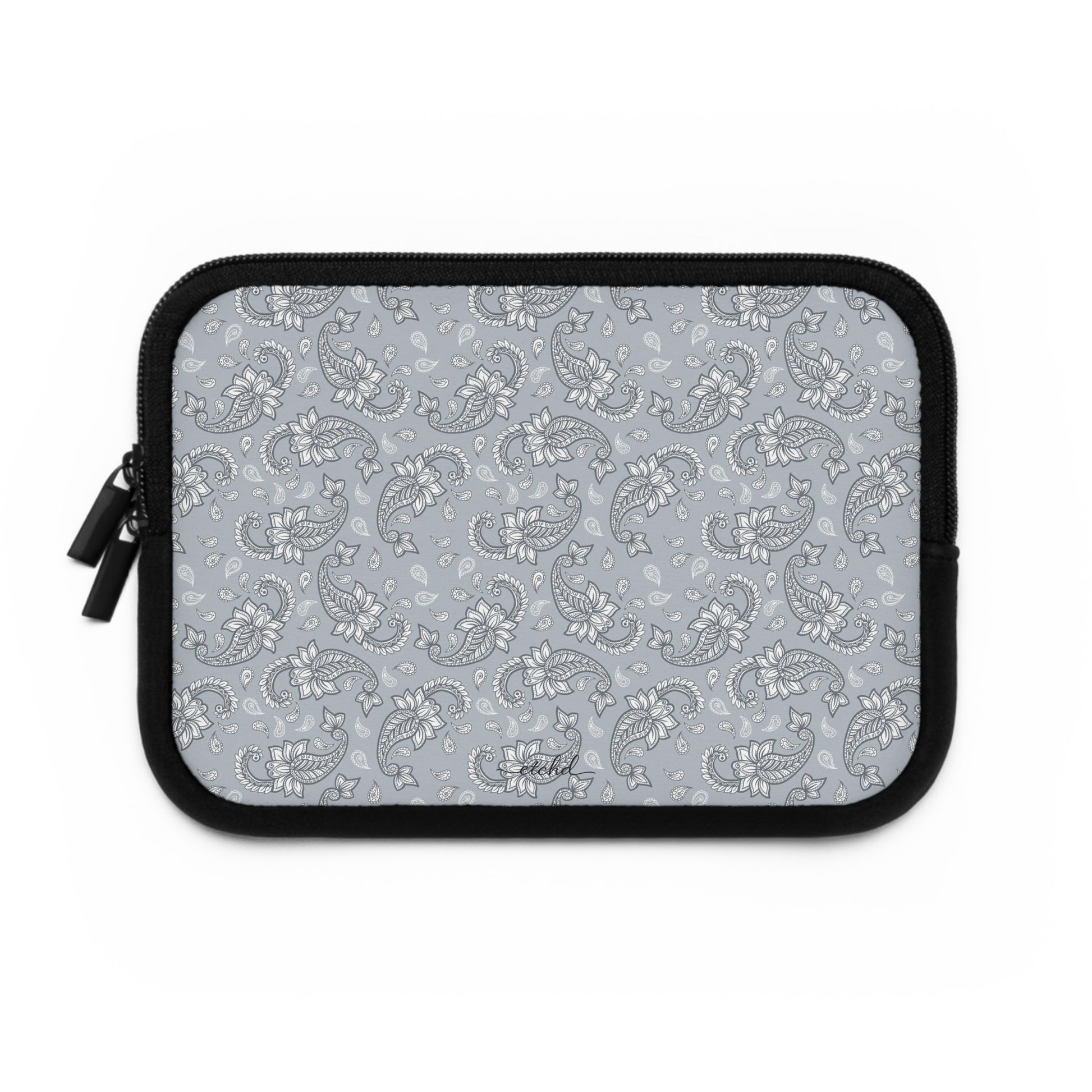 Dusty Blue Paisley Laptop Sleeve by etchd, view 2
