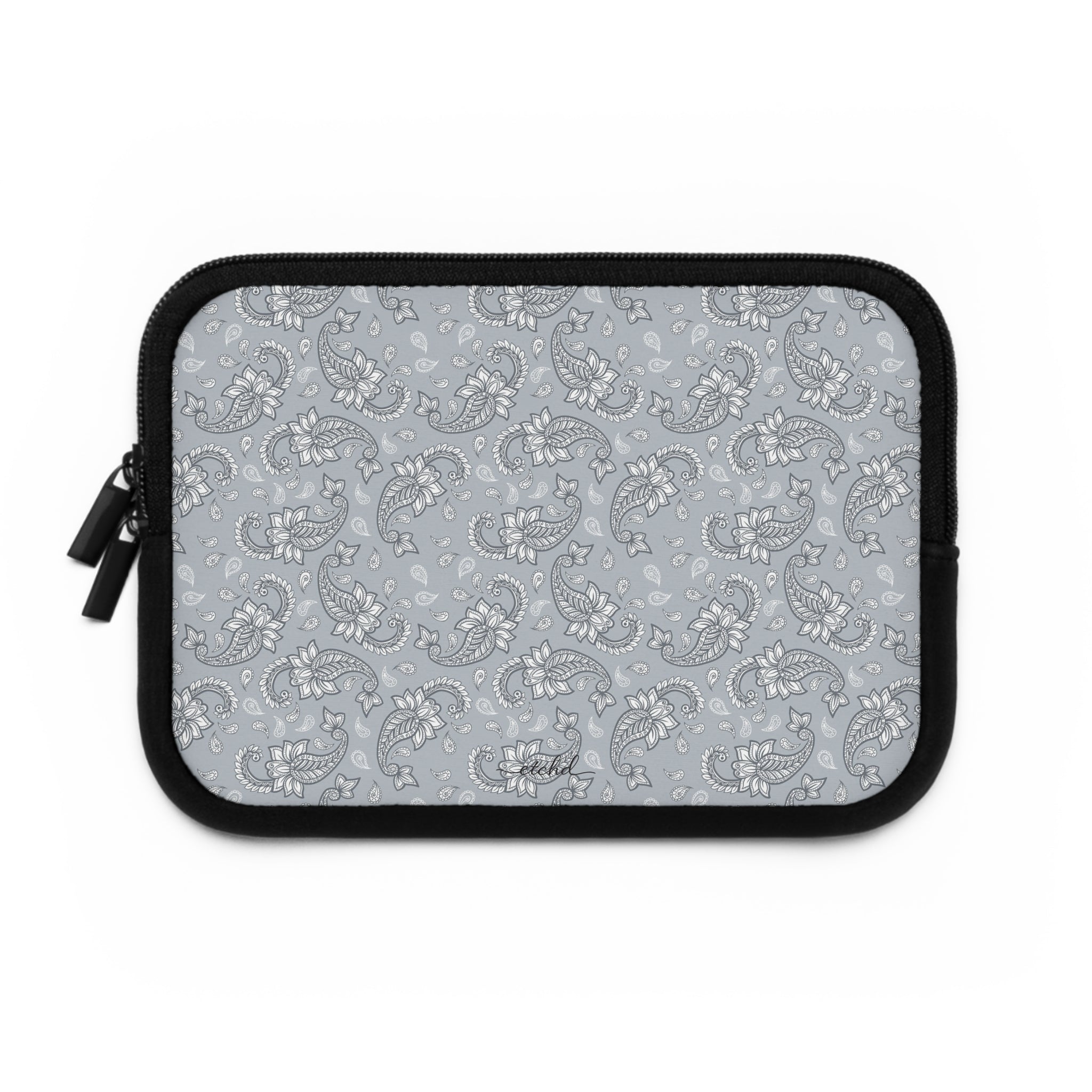 Dusty Blue Paisley Laptop Sleeve by etchd, view 2