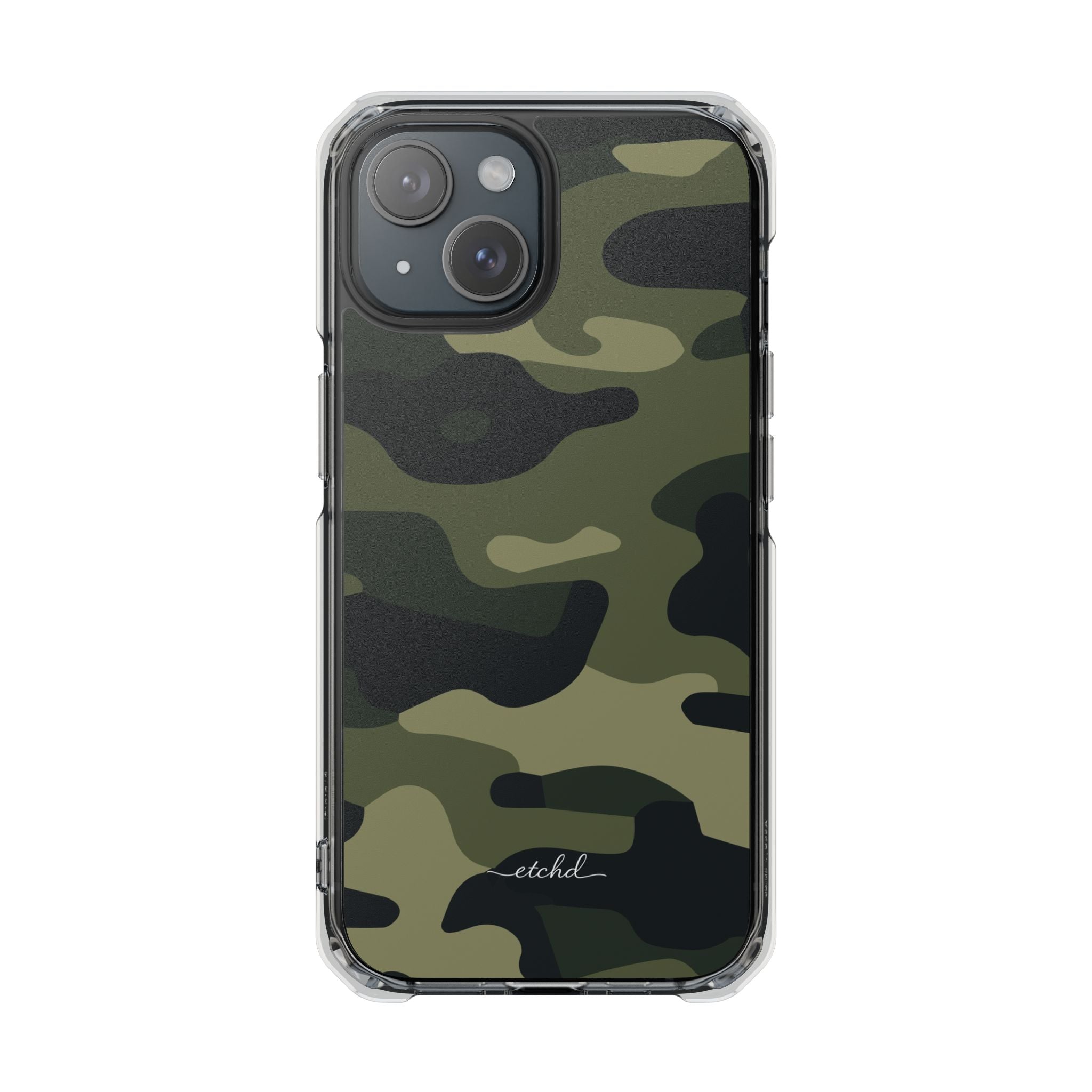 Green Camo Clear Magnetic Phone Case by etchd, view 2