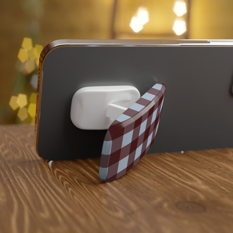 Blue & Cherry Gingham Click-On Phone Grip by etchd, view 4