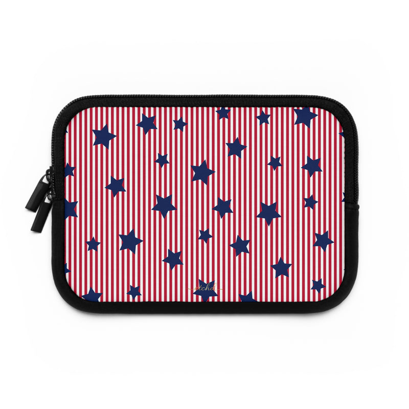Red Stripes & Blue Stars Laptop Sleeve by etchd, view 2