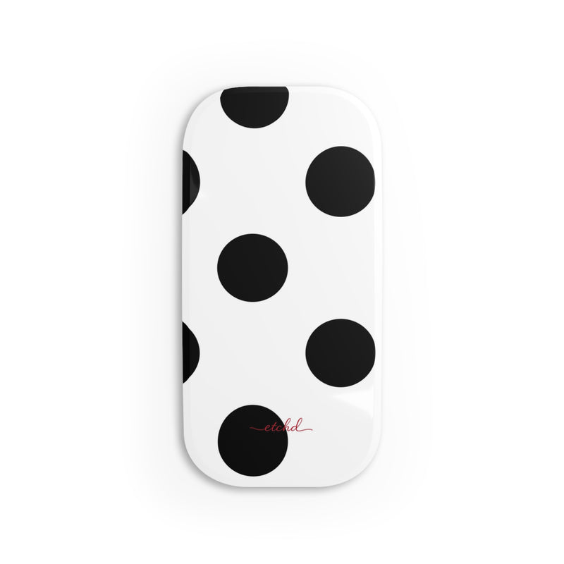 Black & White Polka Dot Click-On Phone Grip-zoom-