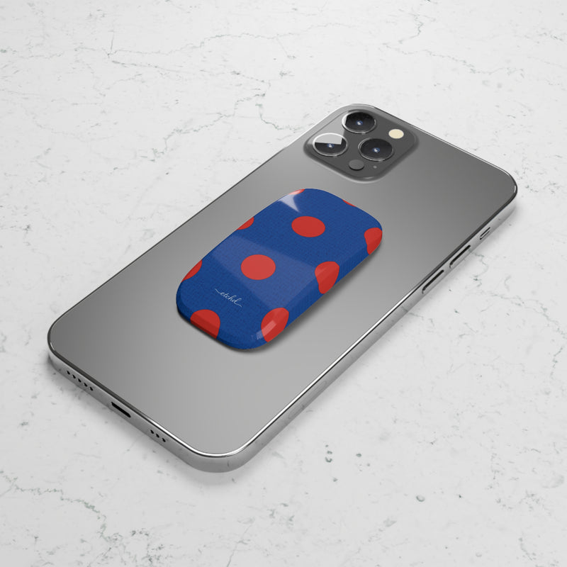 Poppy And Cobalt Polka Dot Click-On Phone Grip by etchd, view 5