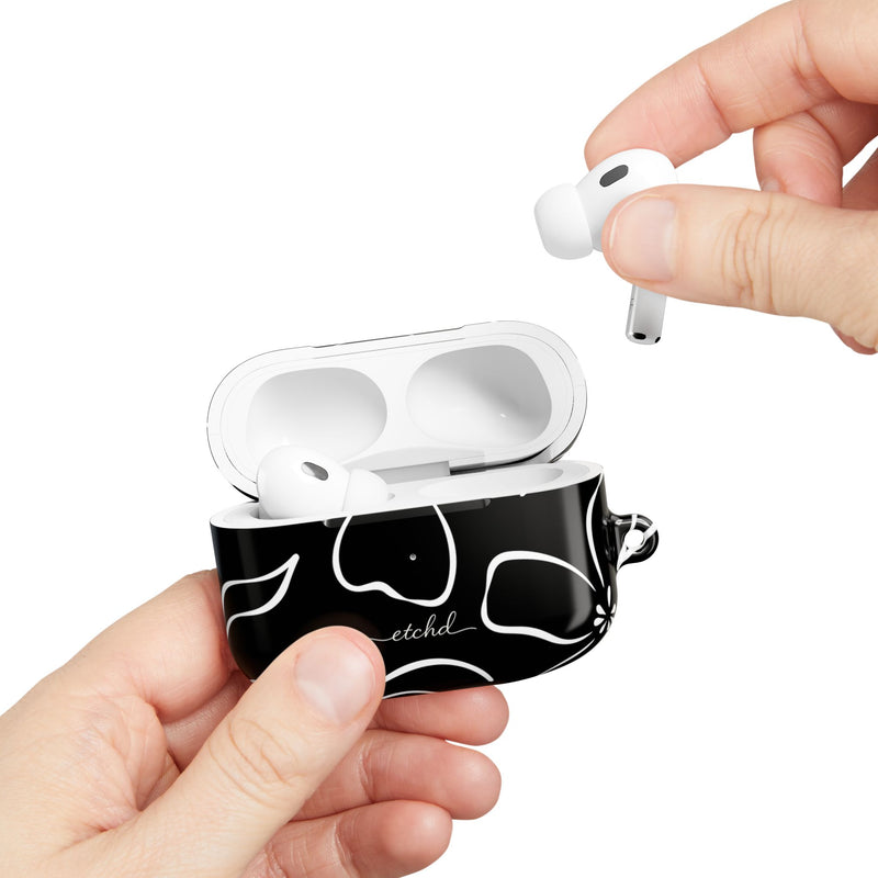 Black & White Floral AirPod Case by etchd, view 11
