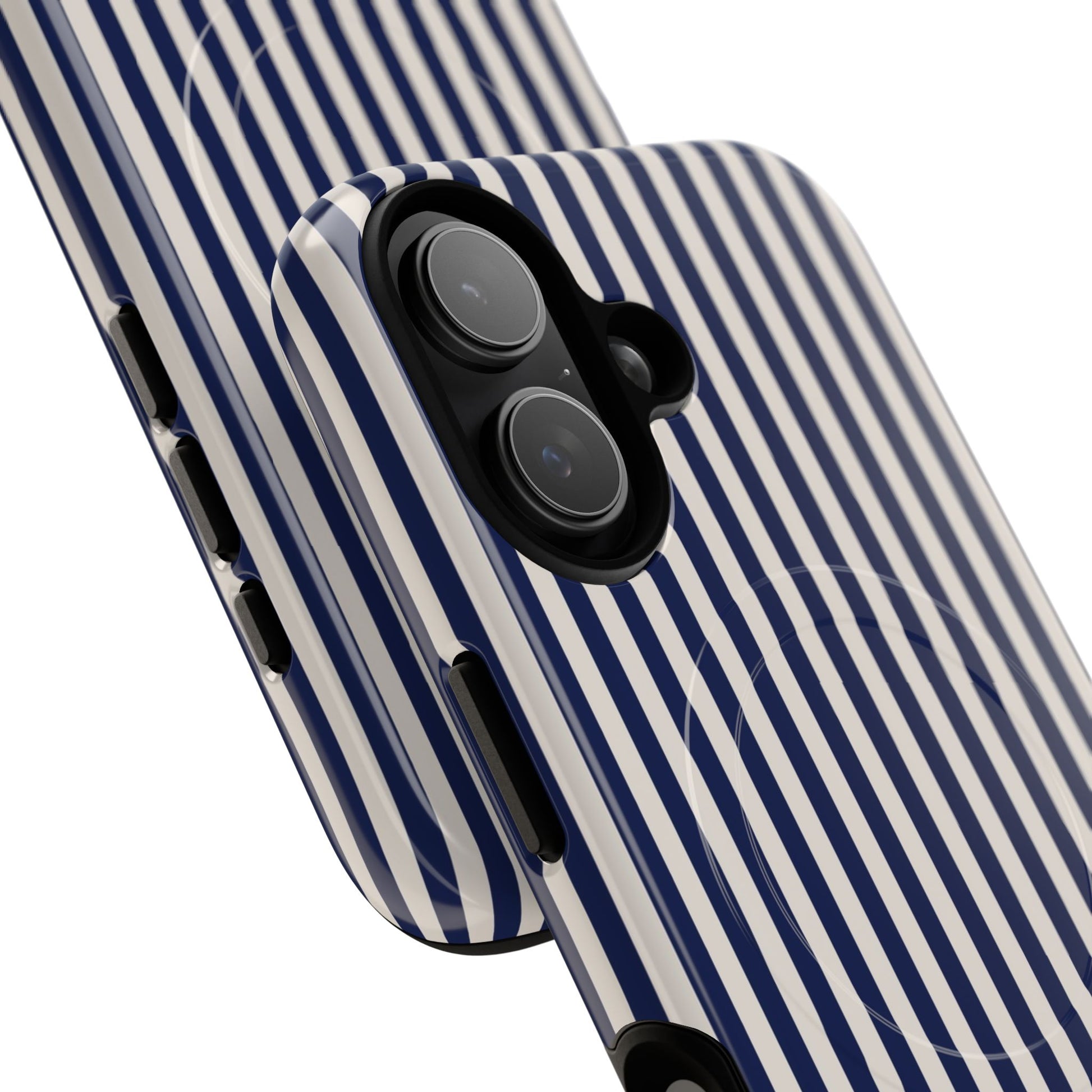 Navy & Cream Striped Magnetic Phone Case by etchd, view 87