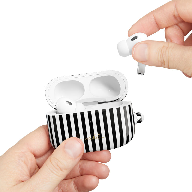 Black & White Striped AirPod Case by etchd, view 11