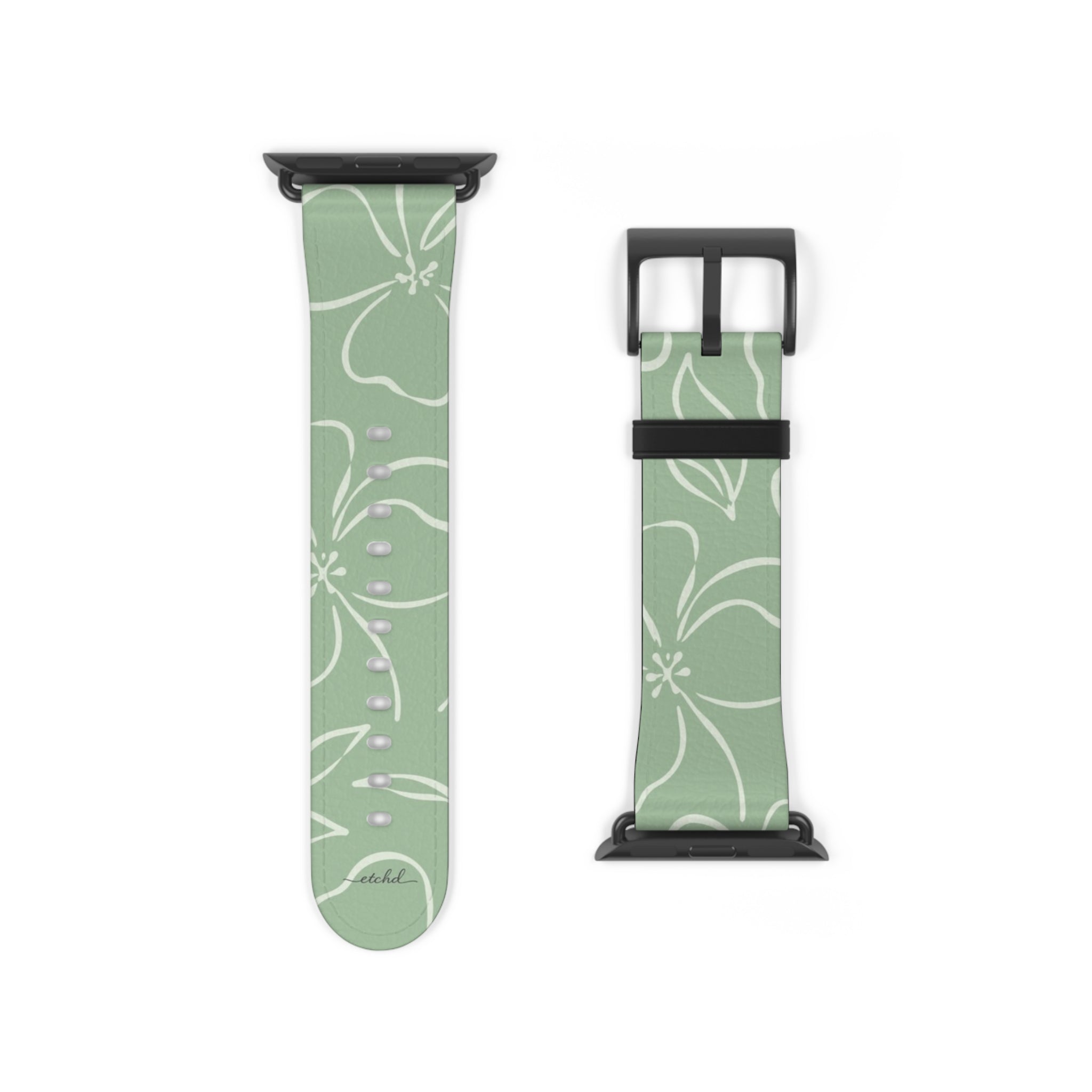 Sage & Cream Floral Smartwatch Strap by etchd, view 9