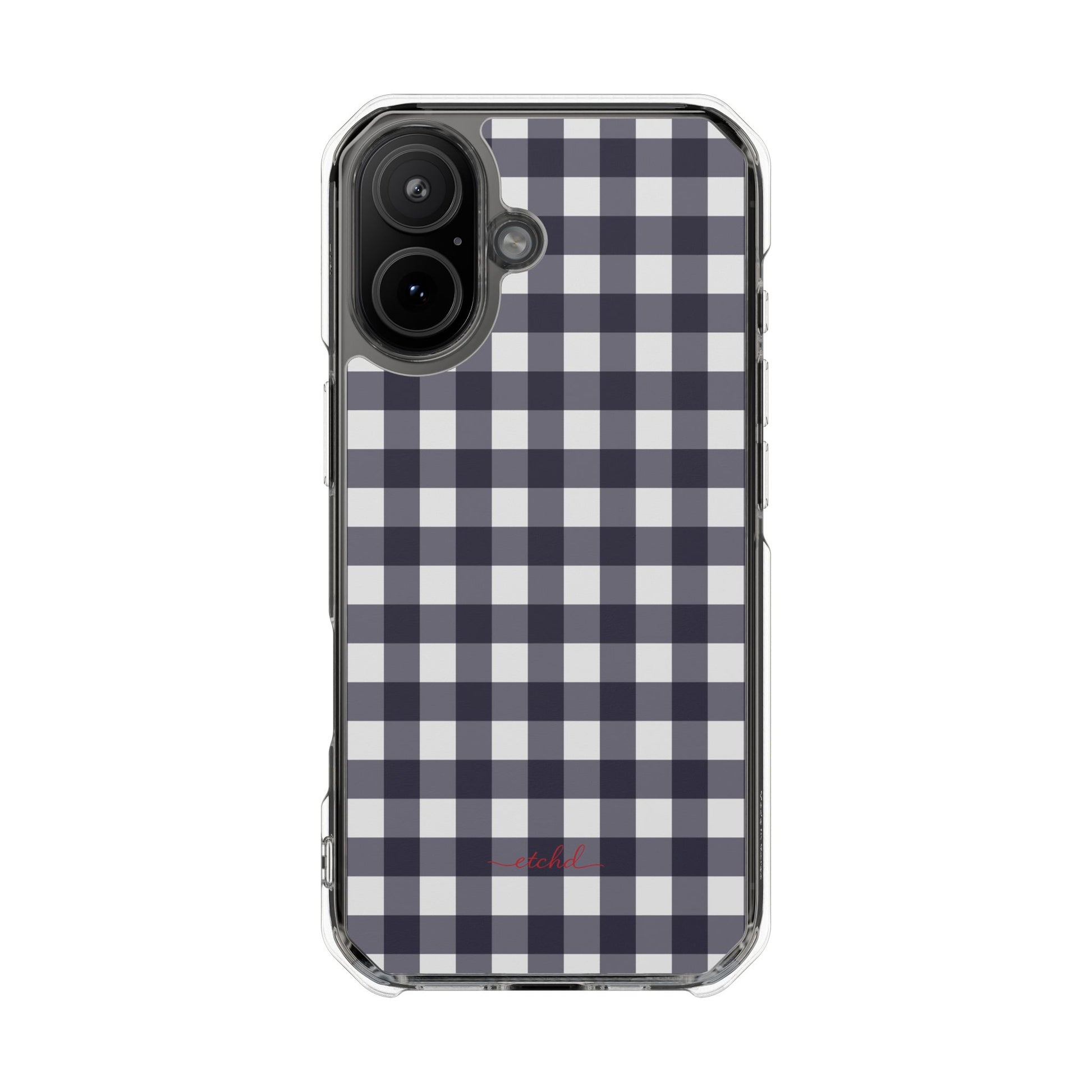 White & Navy Gingham Clear Magnetic Phone Case by etchd, view 13