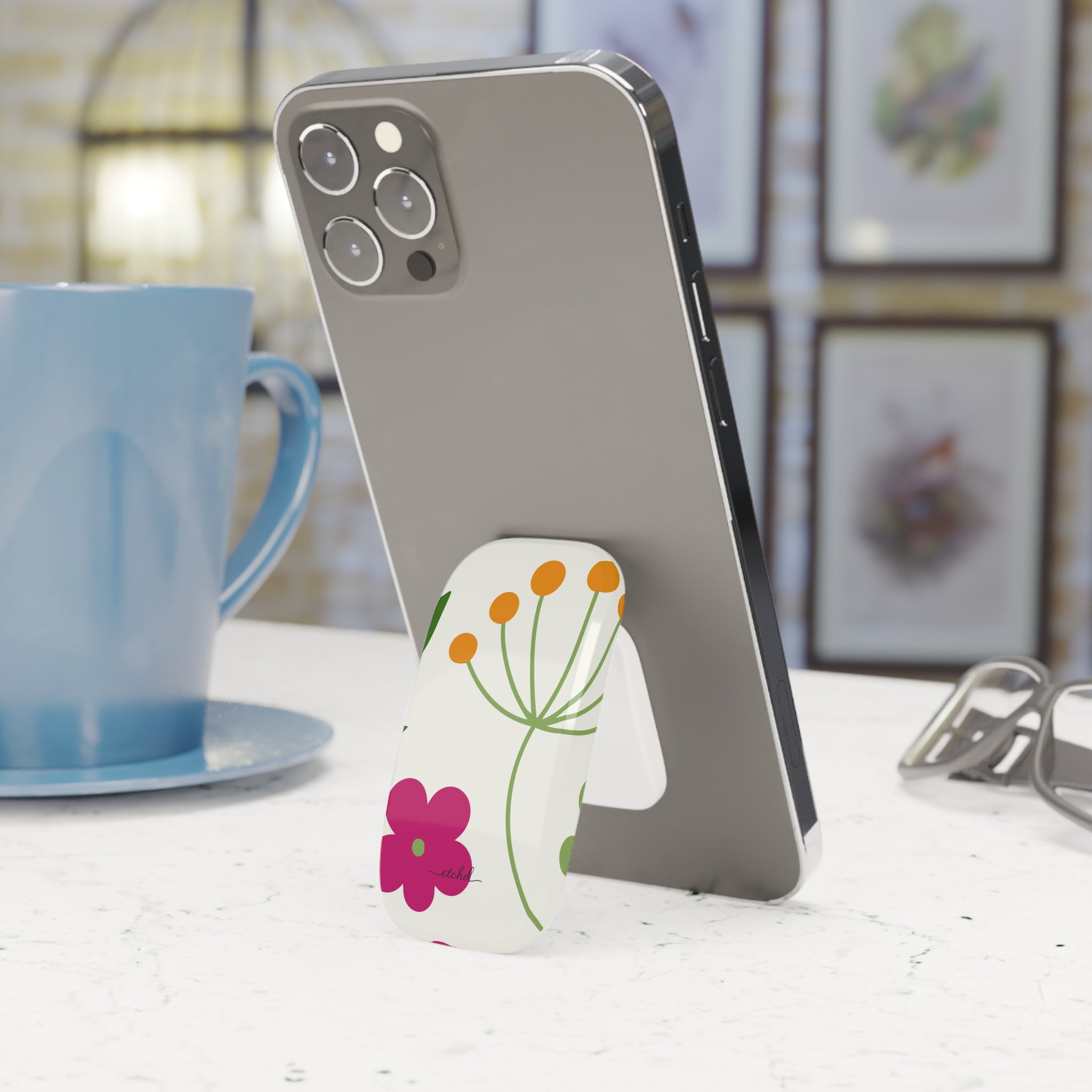 Funky Floral Click-On Phone Grip by etchd, view 3