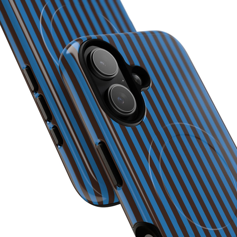 Espresso & Cerulean Striped Magnetic Phone Case by etchd, view 87
