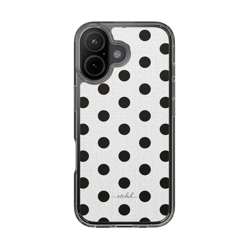 Black & White Polka Dot Clear Phone Case by etchd, view 35