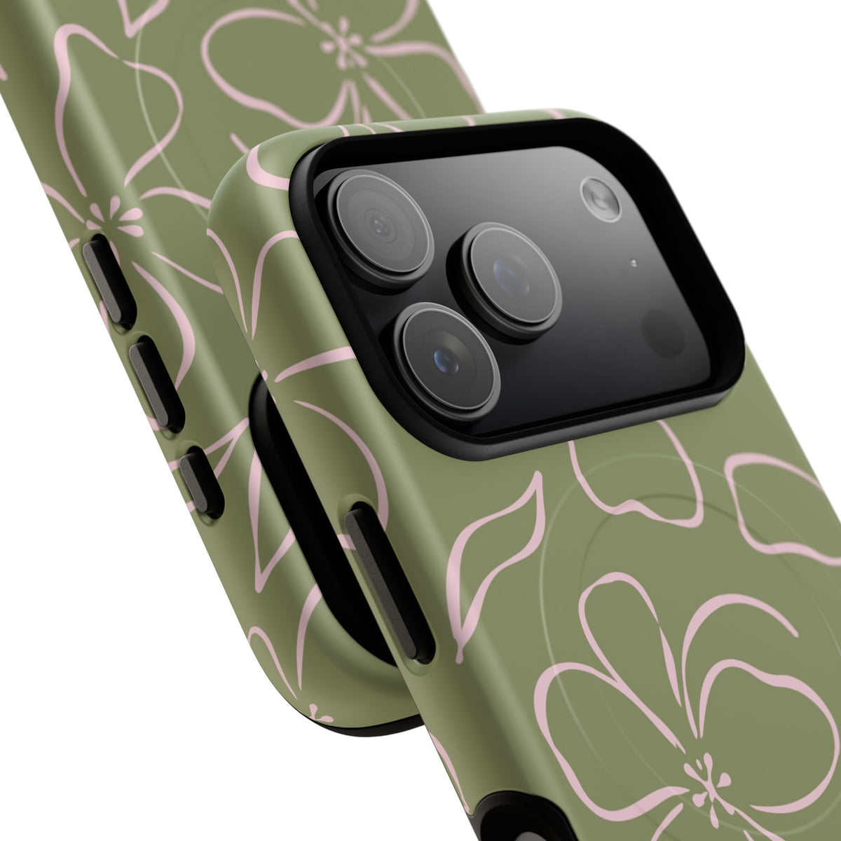 Green & Pink Floral Magnetic Phone Case by etchd, view 100
