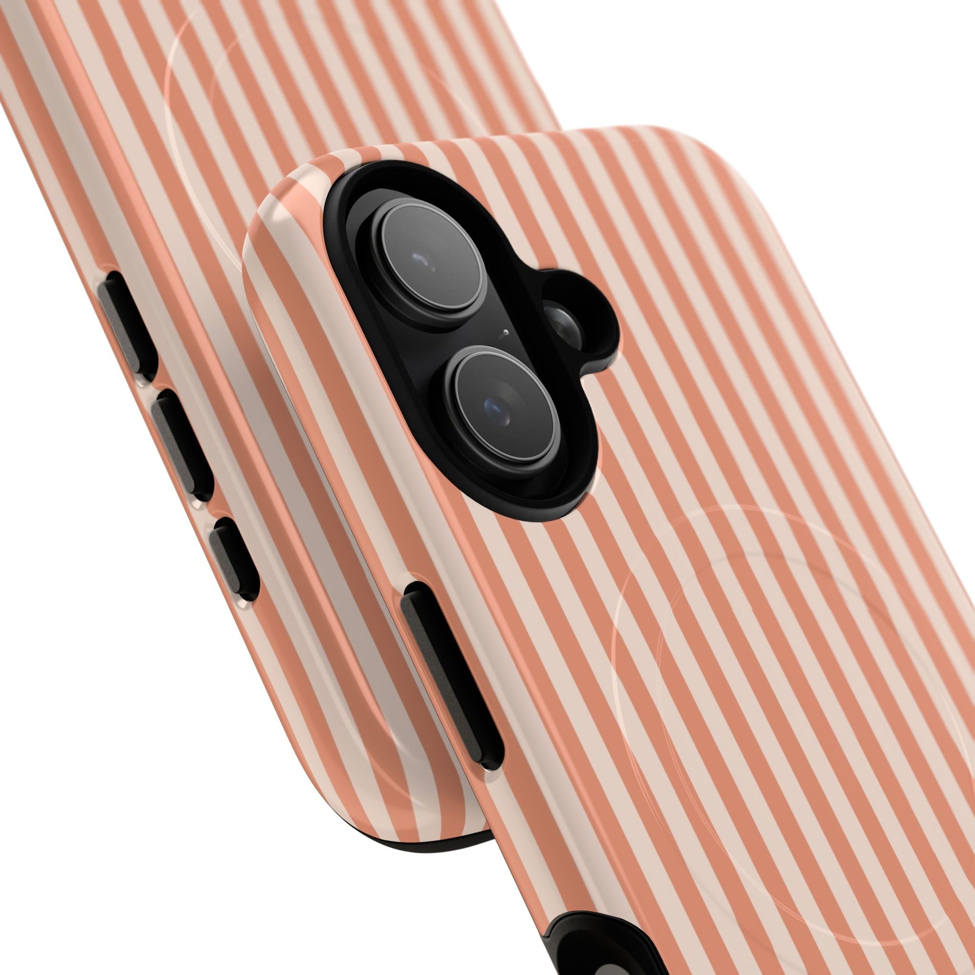 Coral & Cream Striped Magnetic Phone Case by etchd, view 87