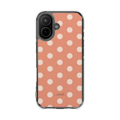 Cream & Coral Polka Dot Clear Magnetic Phone Case by etchd, view 13