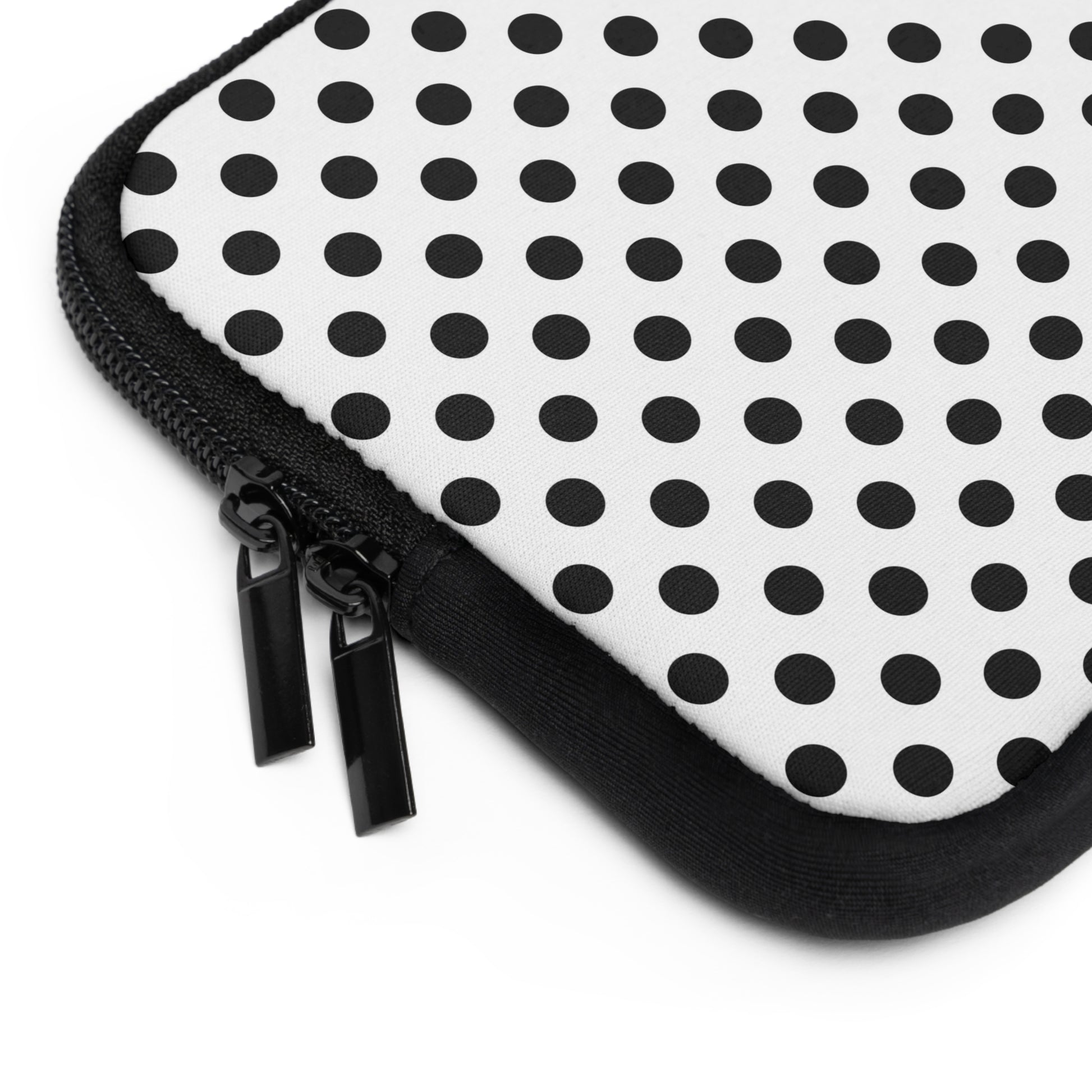 Black & White Polka Dot Laptop Sleeve by etchd, view 2