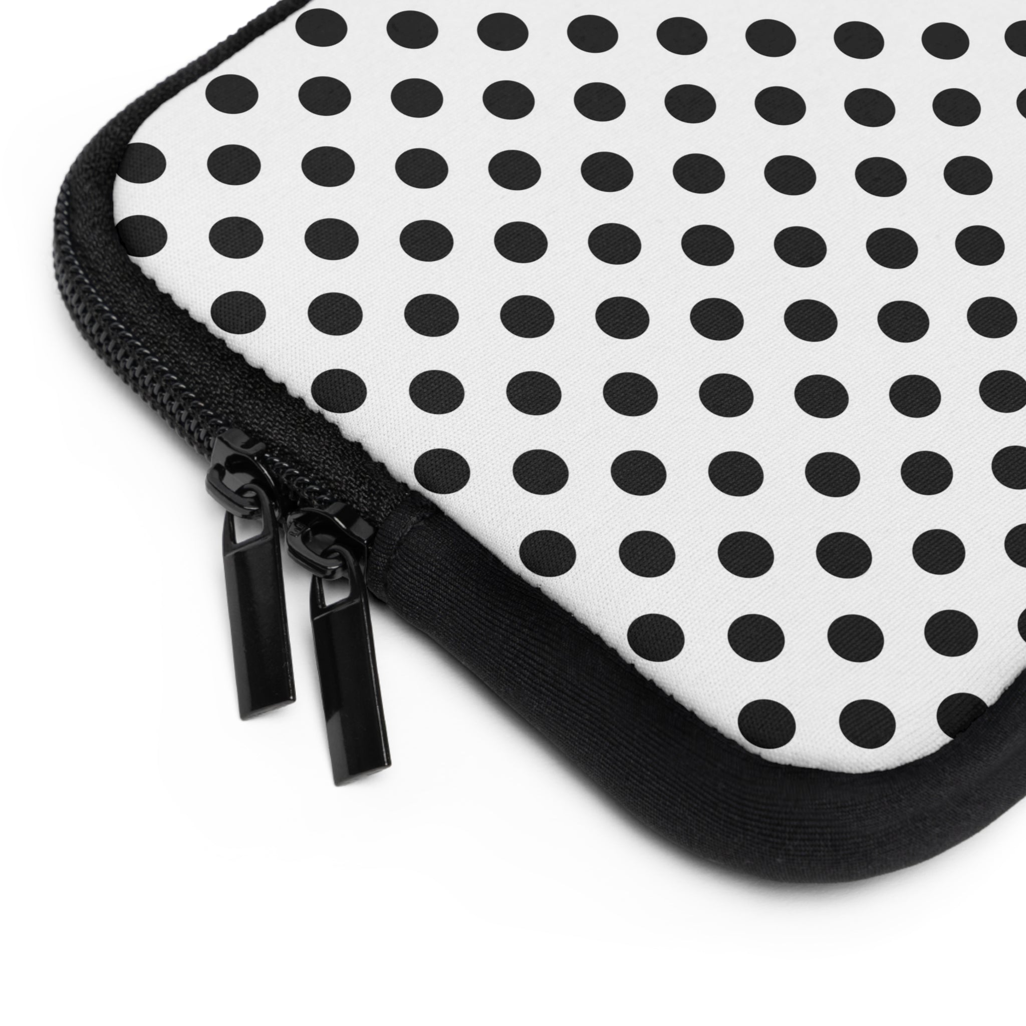 Black & White Polka Dot Laptop Sleeve by etchd, view 2