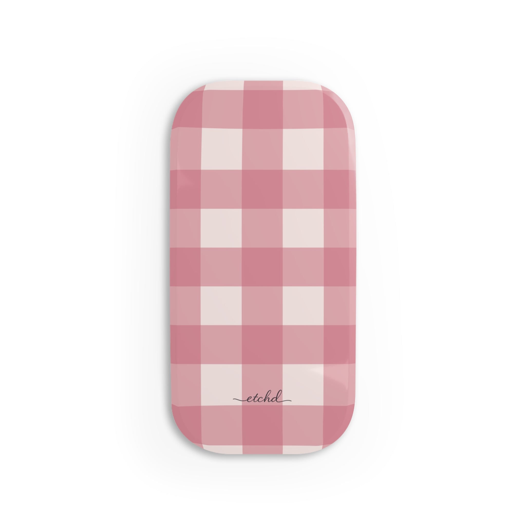 Blush & Cream Gingham Click-On Phone Grip by etchd
