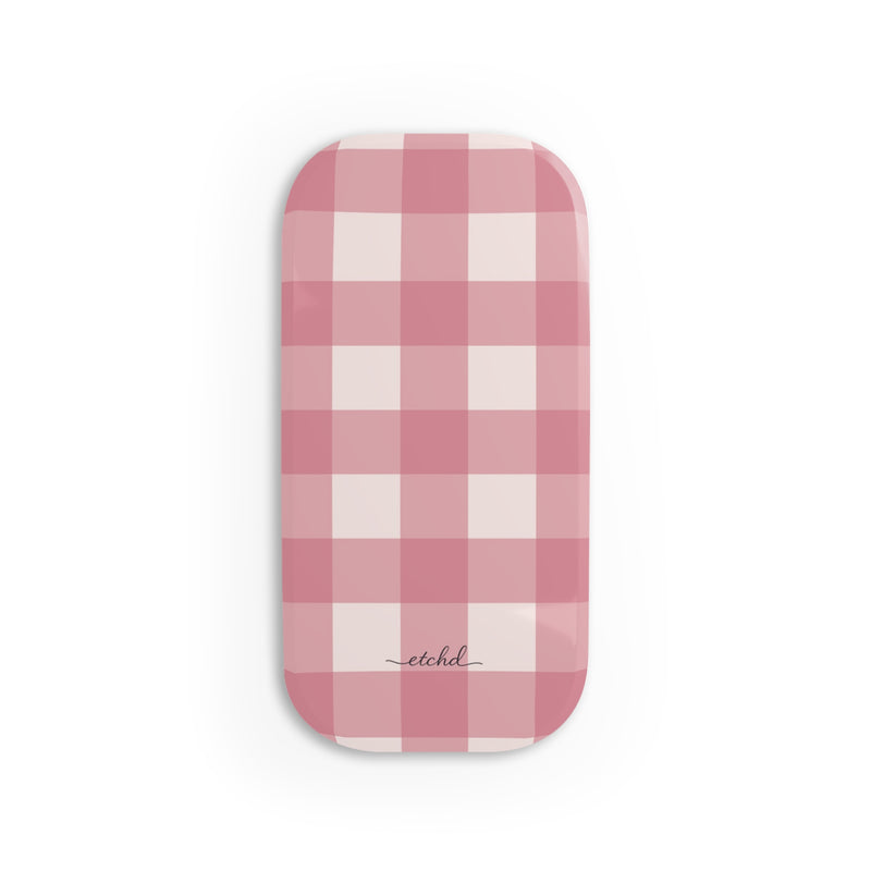 Blush & Cream Gingham Click-On Phone Grip by etchd
