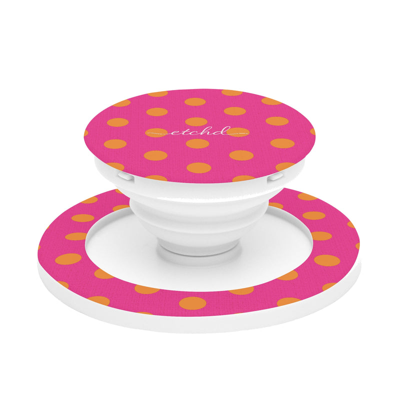 Orange And Pink Polka Dot Phone Grip And Stand-zoom-