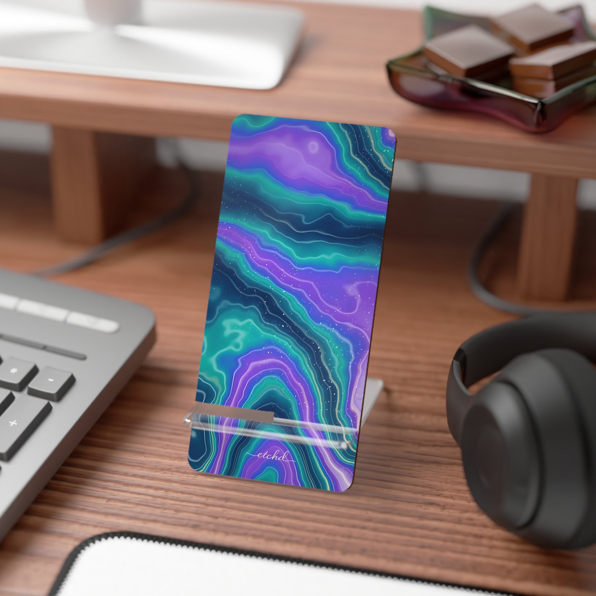 Peacock Ink Phone Stand by etchd, view 3